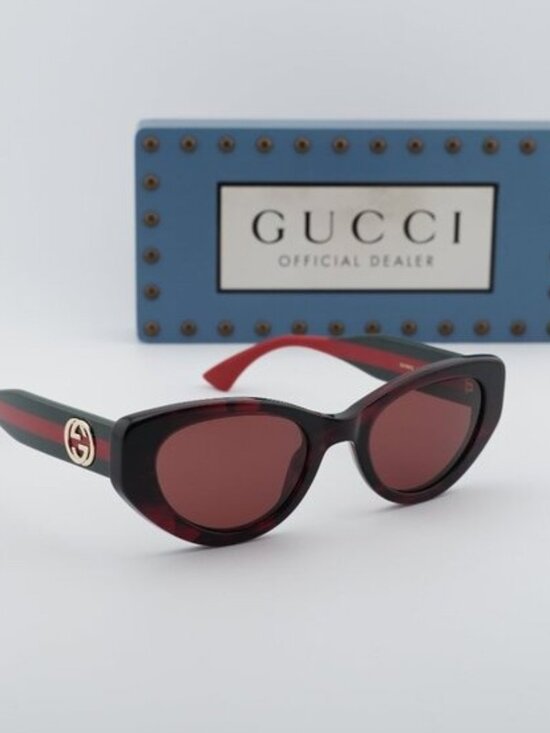 Gucci GG1862S 003 Cat Eye Sunglasses - Havana/Burgundy main image 9